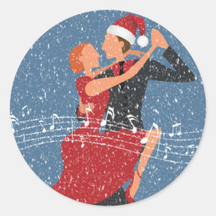 Sticker Rond Tango All Way Noël Tango Dancers en Neige