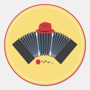 Sticker Rond Tangon argentin Fedora et Rose rouge