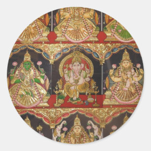 STICKER ROND TANJORE PEINTURE ASHTALAKSHMI INDE DU SUD