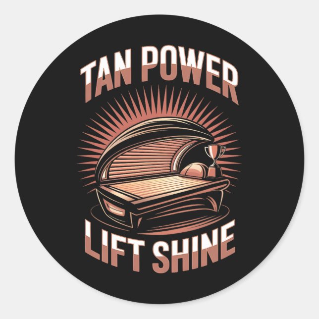 Sticker Rond Tanning Lit Tan Power Gym Goers Bodybuilders Homme (Devant)