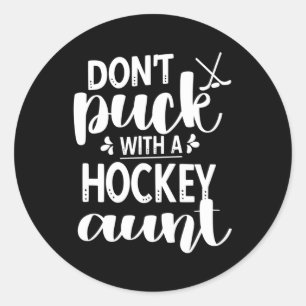 Sticker Rond Tante De Hockey Sur Glace D'Une Tante De Joueur De
