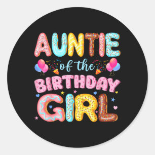 Sticker Rond Tante de la fête de la fille d'anniversaire amatri