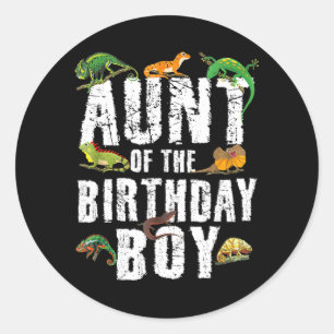 Sticker Rond Tante du garçon d'anniversaire reptiles lézard à t