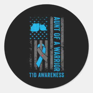 Sticker Rond Tante D'Un Guerrier T1D Diabétique Type 1 Diabète