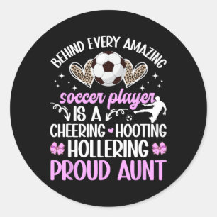 Sticker Rond Tante fière d'un joueur de football Tante de foot 