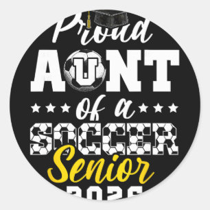Sticker Rond Tante fière d'un senior de football 2026 Cadeau de