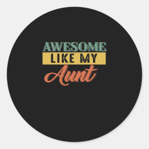 Sticker Rond Tante Lover Rétro Vintage génial comme ma tante