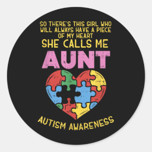 Sticker Rond Tante Sensibilisation sur l'autisme Chemise Fille