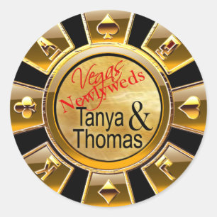 Sticker Rond Tanya et Thomas Las Vegas Casino Chip noir/or