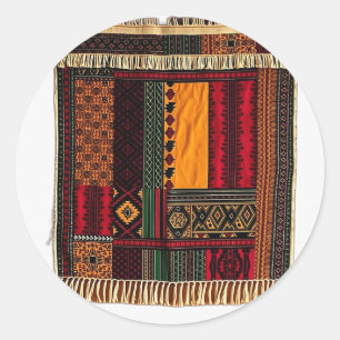 Sticker Rond Tapisserie africaine avec Motifs culturels