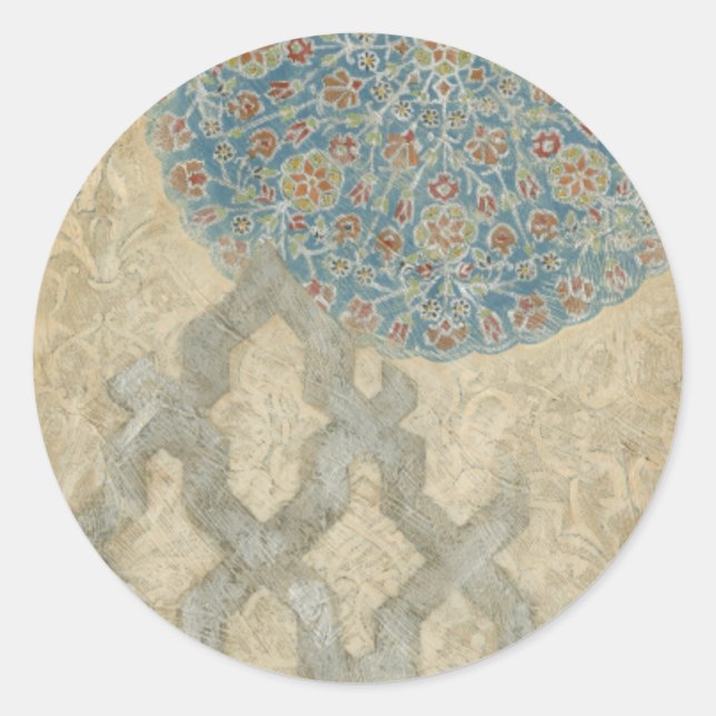 Sticker Rond Tapisserie d'argent décoratif Arrangement floral (Devant)