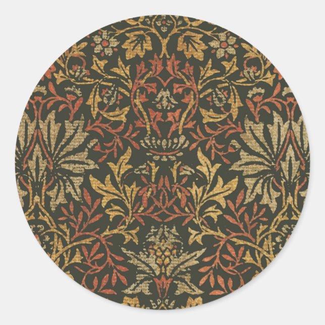 Sticker Rond Tapisserie du jardin de fleurs William Morris (Devant)