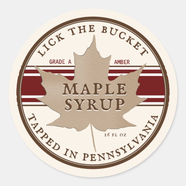 Sticker Rond Tappé Pennsylvanie sirop d'érable Kraft Leaf Cla (Devant)
