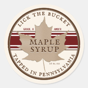 Sticker Rond Tappé Pennsylvanie sirop d'érable Kraft Leaf Cla