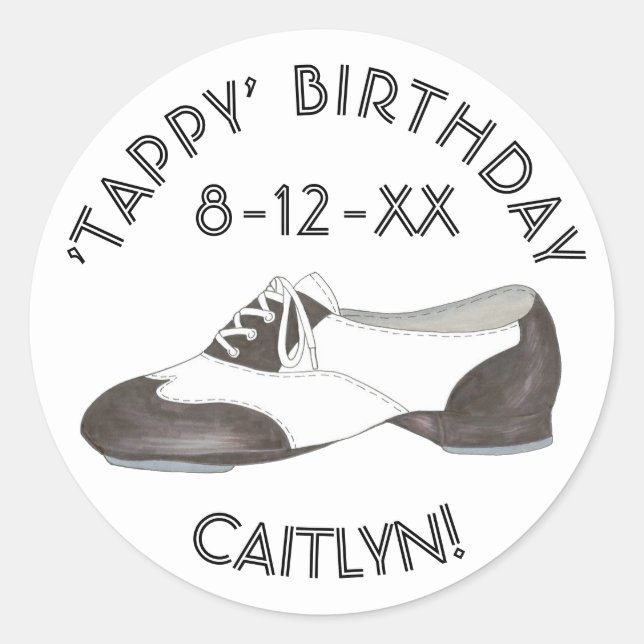 Sticker Rond Tappy personnalisé Anniversaire Tap Dance Party Fa (Devant)