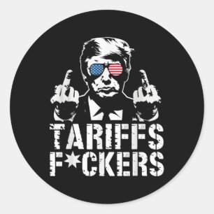 Sticker Rond Tarifs Forts Trump Middle Finger