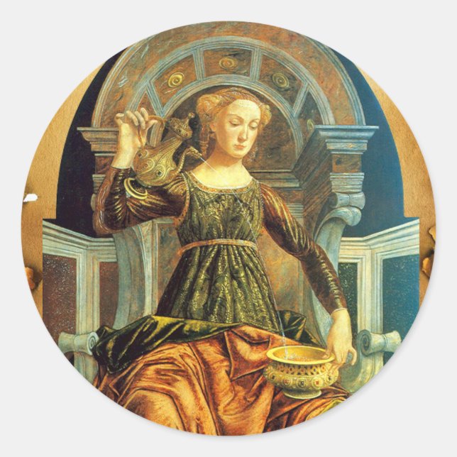 Sticker Rond TAROTS DE RENAISSANCE ANTIQUE 14 TEMPERANCE Parche (Devant)