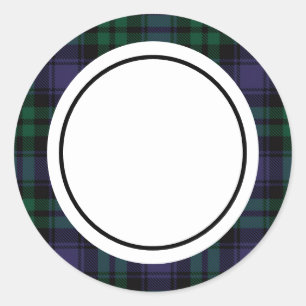 Sticker Rond Tartan Black Watch, Carreaux