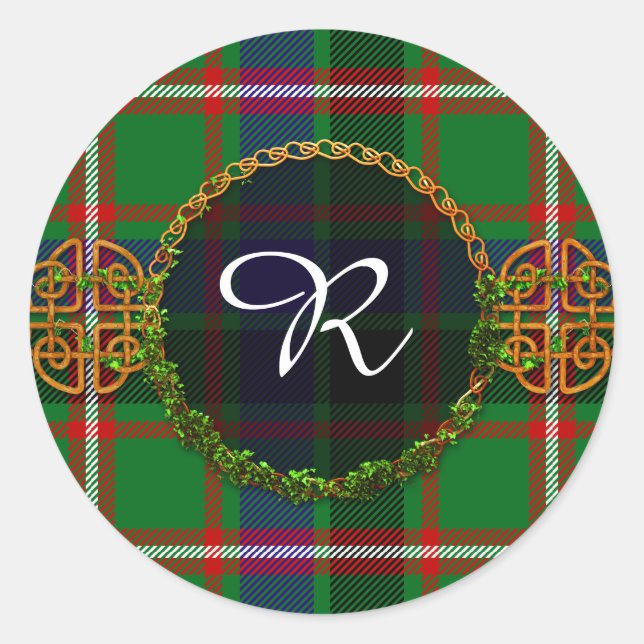 Sticker Rond Tartan de Reid de monogramme (Devant)