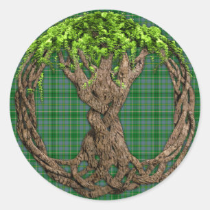 Sticker Rond Tartan de Taylor de clan et arbre de la vie