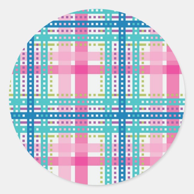 Sticker Rond Tartan, motif de plaid (Devant)