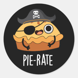 Sticker Rond Tarte à tarte amusant Pirate Pie Pie Pie Pie Dark 