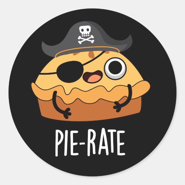 Sticker Rond Tarte à tarte amusant Pirate Pie Pie Pie Pie Dark  (Devant)