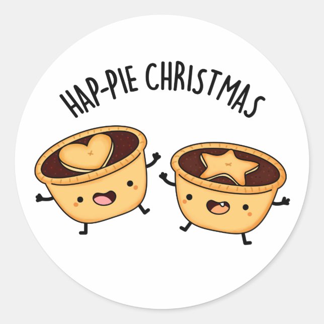 Sticker Rond Tarte à tarte Noël drôle Pie à tarte de Noël (Devant)
