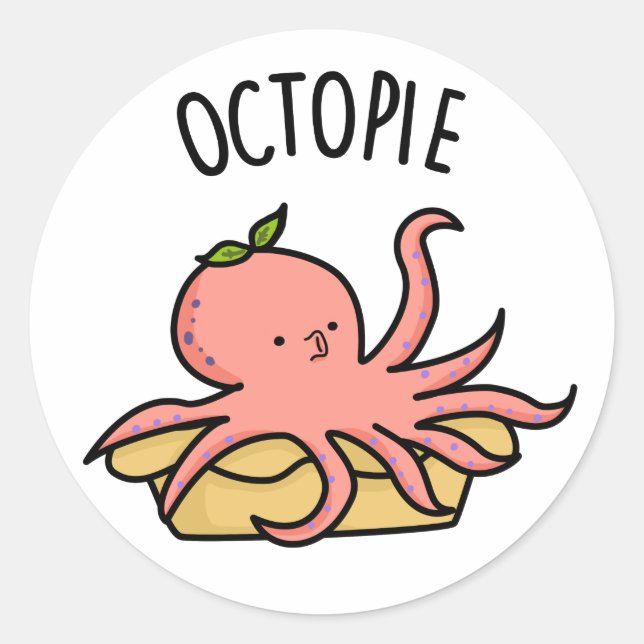 Sticker Rond Tarte à tarte Octo drôle Pie à tarte Octopus (Devant)