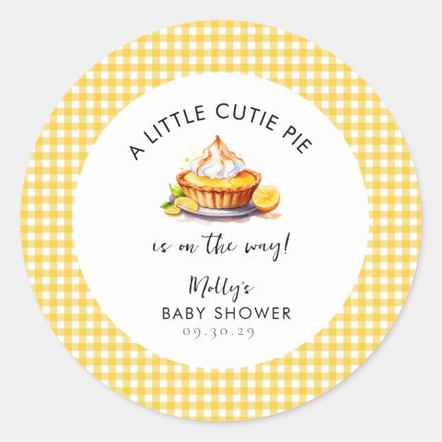 Sticker Rond Tarte au citron En vichy Baby shower (Devant)
