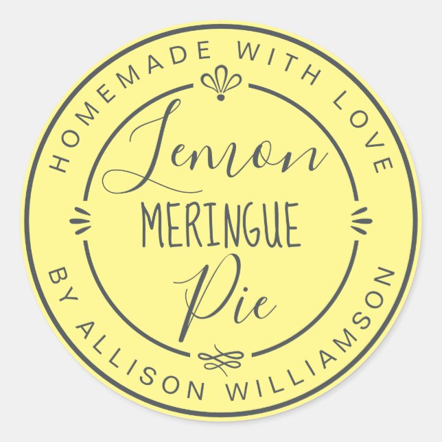 Sticker Rond Tarte au citron meringuée maison moderne rustique  (Devant)