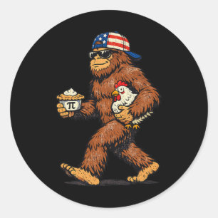 Sticker Rond Tarte au poulet Sasquatch drôle de Pi Day 