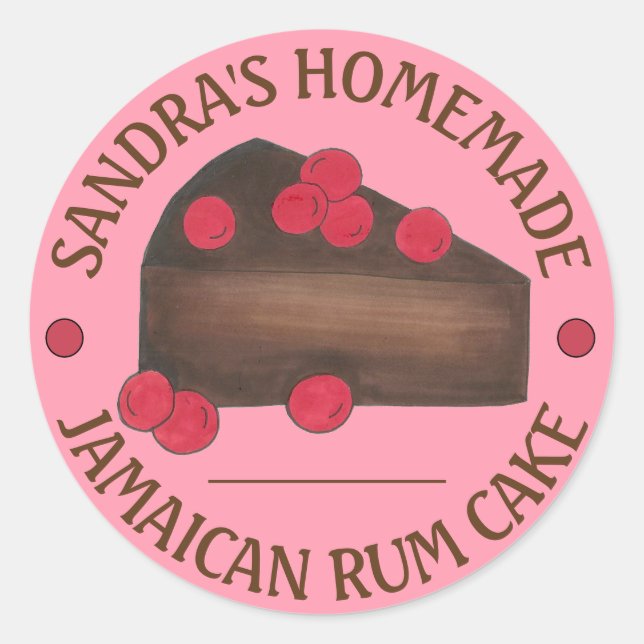 Sticker Rond Tarte au rhum jamaïcaine faite maison cuite au fou (Devant)