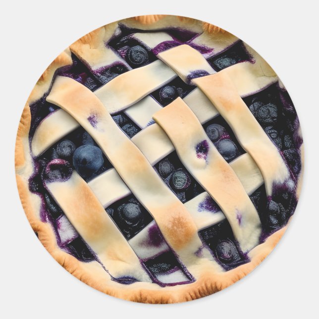 Sticker Rond Tarte aux bleuets avec croûte fantaisie (Devant)