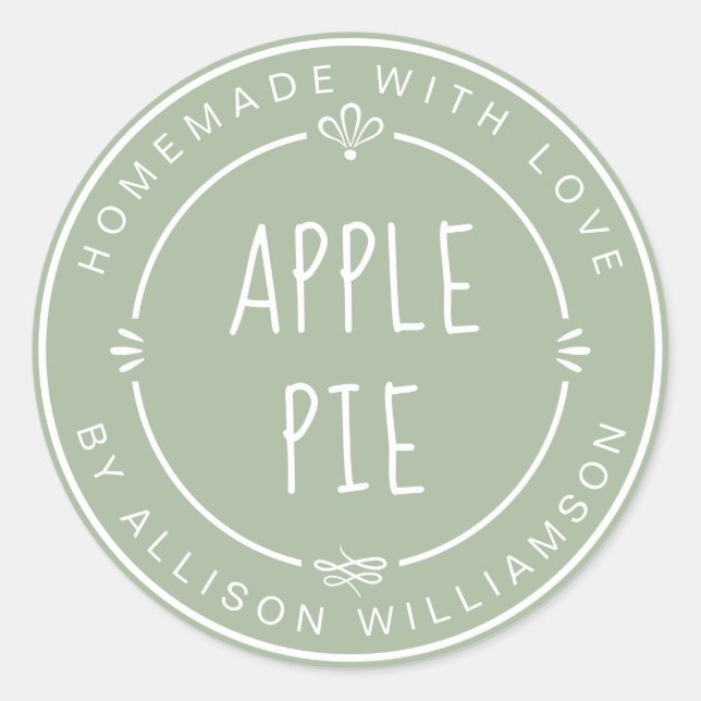 Sticker Rond Tarte aux pommes maison rustique Laurel Green (Devant)