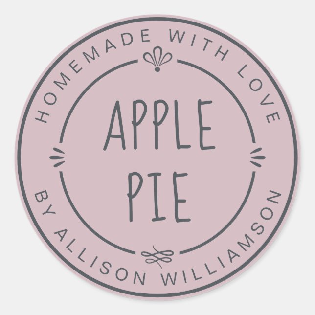 Sticker Rond Tarte aux pommes maison rustique pastel violet (Devant)