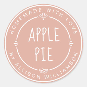 Sticker Rond Tarte aux pommes maison rustique rose poussiéreux