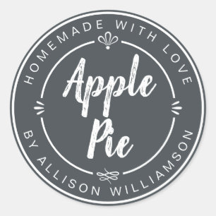 Sticker Rond Tarte aux pommes maison rustique sur fond noir déc