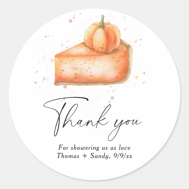 Sticker Rond Tarte citrouille - Baby shower Merci (Devant)