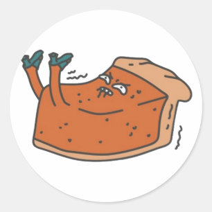 Sticker Rond Tarte citrouille drôle et effrayée - drôle Thanksg