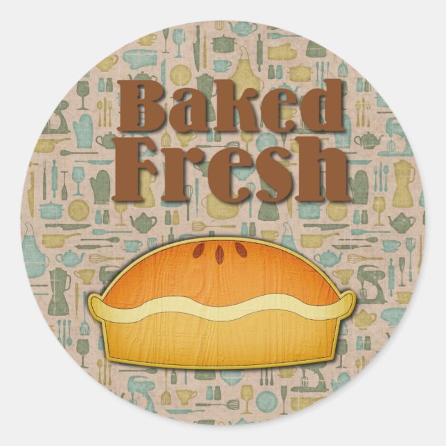 Sticker Rond Tarte fraîche cuite au four (Devant)