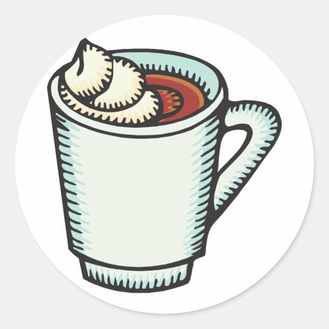 Sticker Rond tasse de cacao chaud avec crème fouettée (Devant)