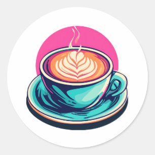 Sticker Rond Tasse de café cappuccino