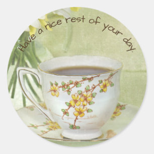 Sticker Rond tasse de thé vintage