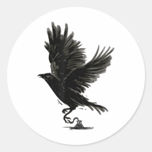 Sticker Rond Tatouage Corneille corneille corneille corneille _
