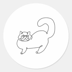 Sticker Rond Tatouage de chat persan d'une ligne _1