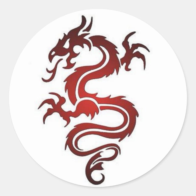 Sticker Rond Tatouage de dragon - Rouge (Devant)