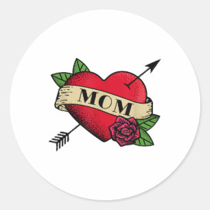 Sticker Rond Tatouage de maman du coeur _1