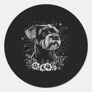 Sticker Rond Tatouage de style rétro Amoureux des chiens Schnau