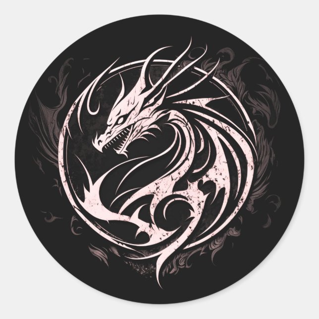 Sticker Rond tatouage dragon (Devant)